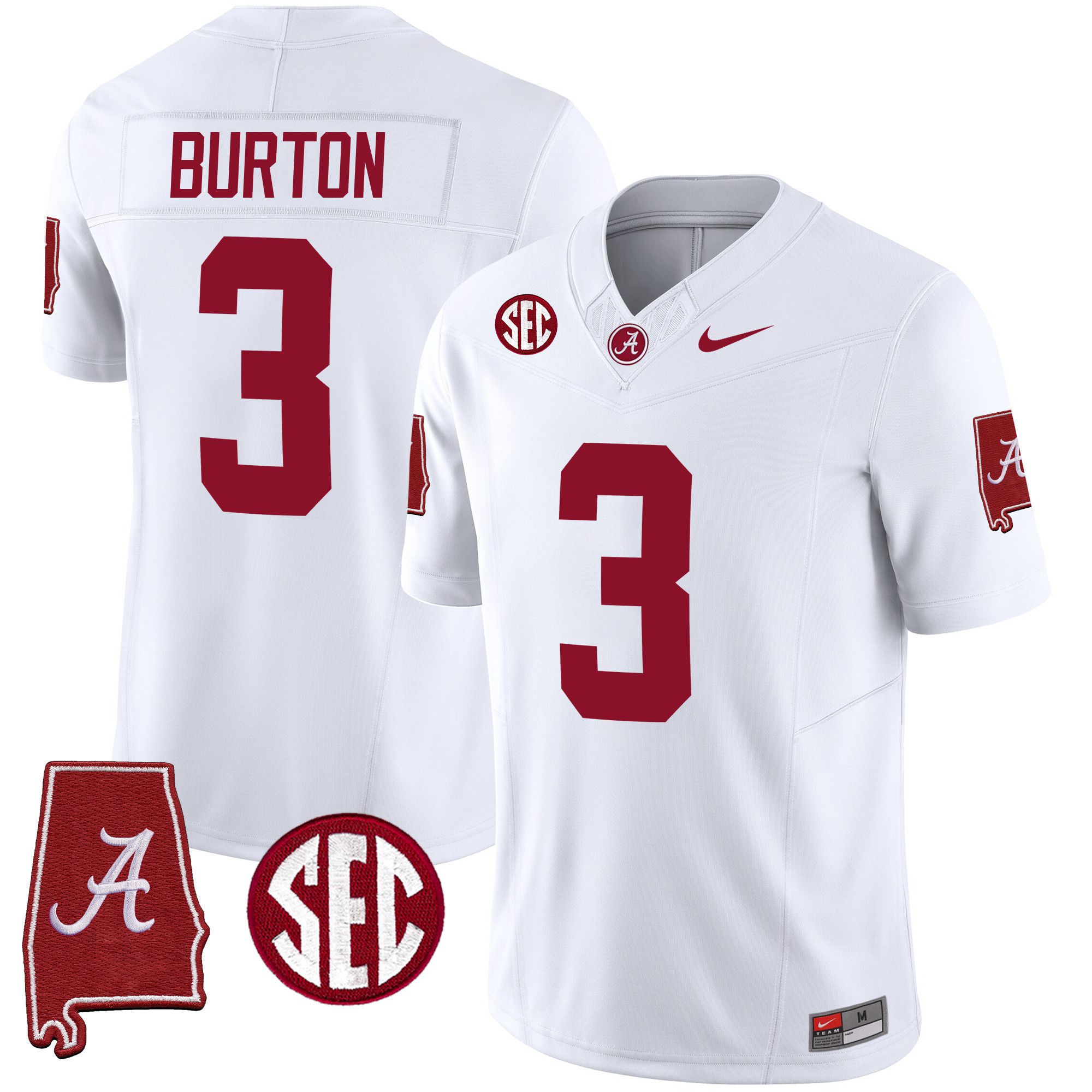 Men Alabama Crimson Tide #3 Burton White 2024 Nike Vapor Limited NCAA Jersey